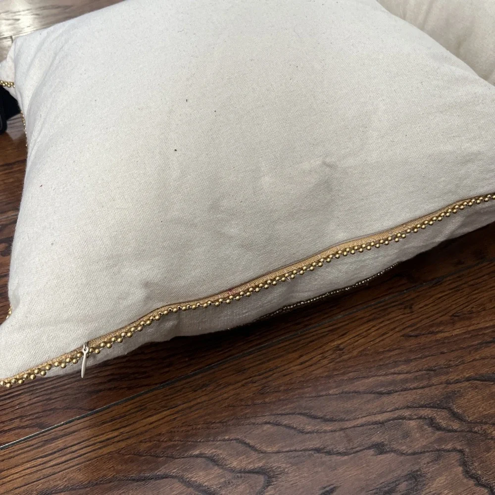 Lot Of 2 mi chateaux pillows beaded pumpkins Gold White 15